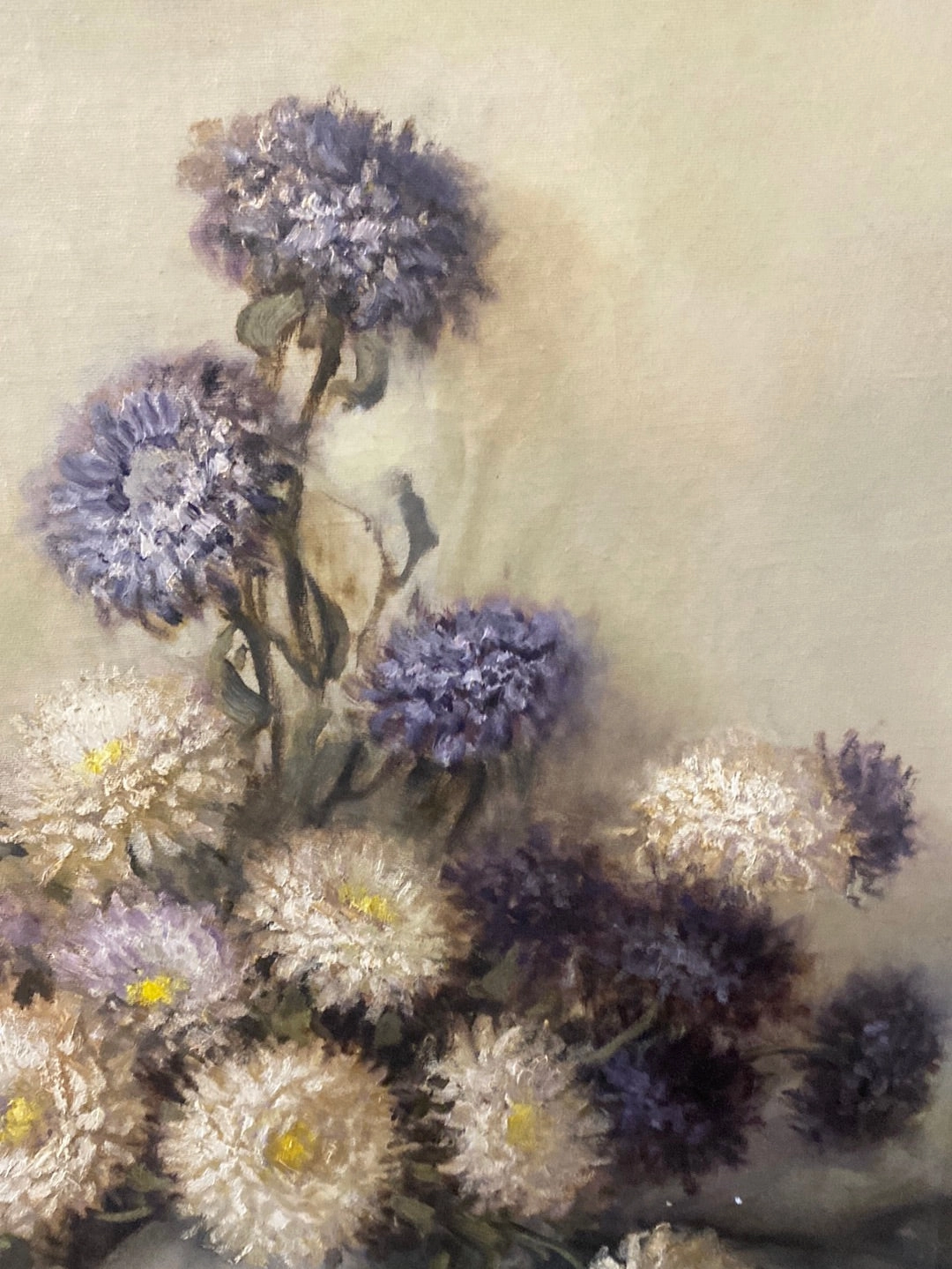 A.D. GREER "PURPLE MUM FLOWERS" PAINTING