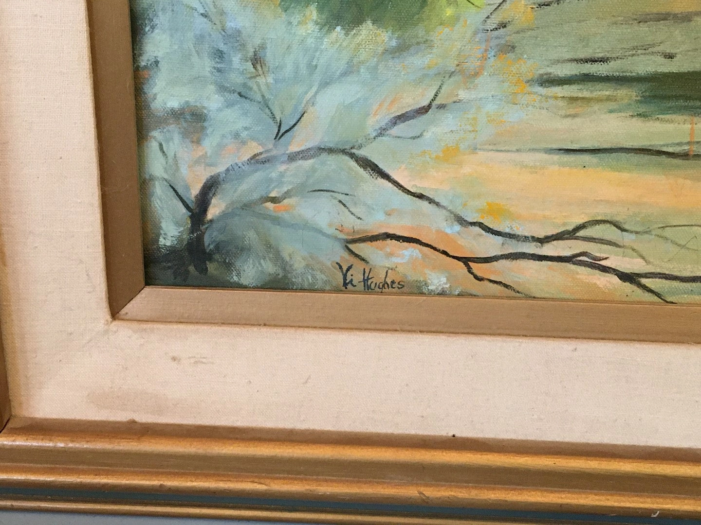 ABSTRACT DESERT SCENE OIL PAINTING BY YI HUGHES