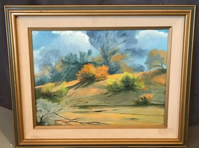 ABSTRACT DESERT SCENE OIL PAINTING BY YI HUGHES classic mural painting