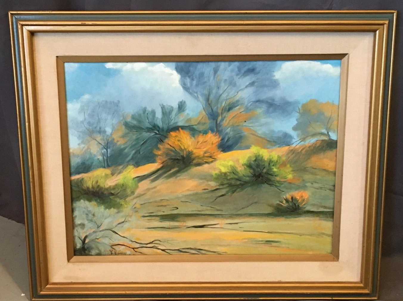 ABSTRACT DESERT SCENE OIL PAINTING BY YI HUGHES classic mural painting