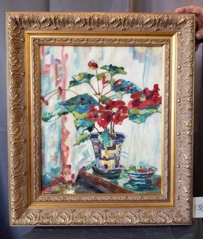 ABSTRACT FLORAL OIL PAINTING BY M.H. classic mural painting