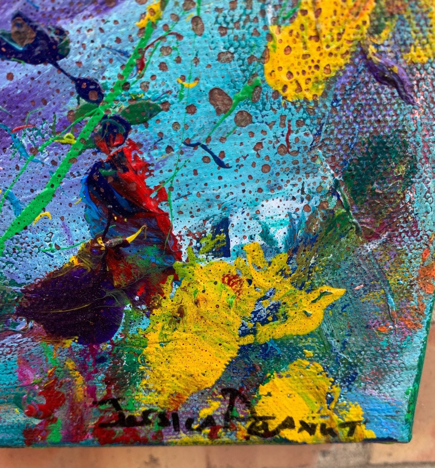 ABSTRACT HEART OIL PAINTING