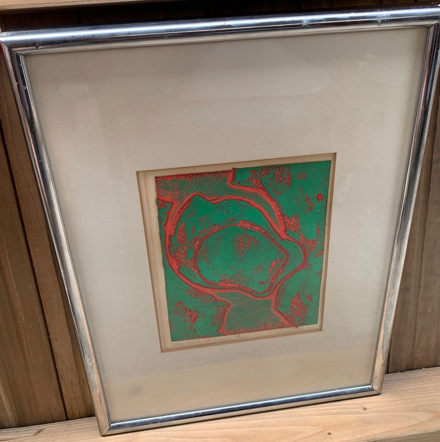 ABSTRACT LITHO PAINTING 'AMERICAN POSTWAR' BY ALAN KOSLIN 1942 classic mural painting