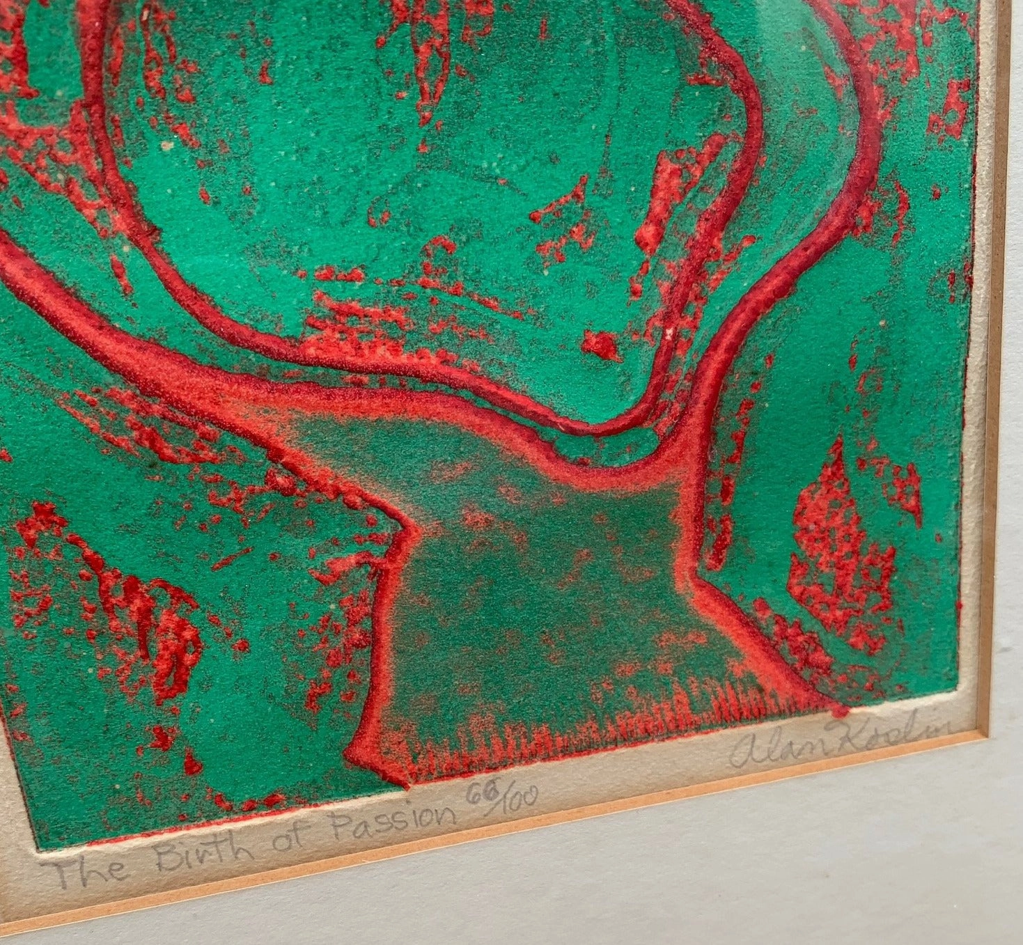 ABSTRACT LITHO PAINTING 'AMERICAN POSTWAR' BY ALAN KOSLIN 1942