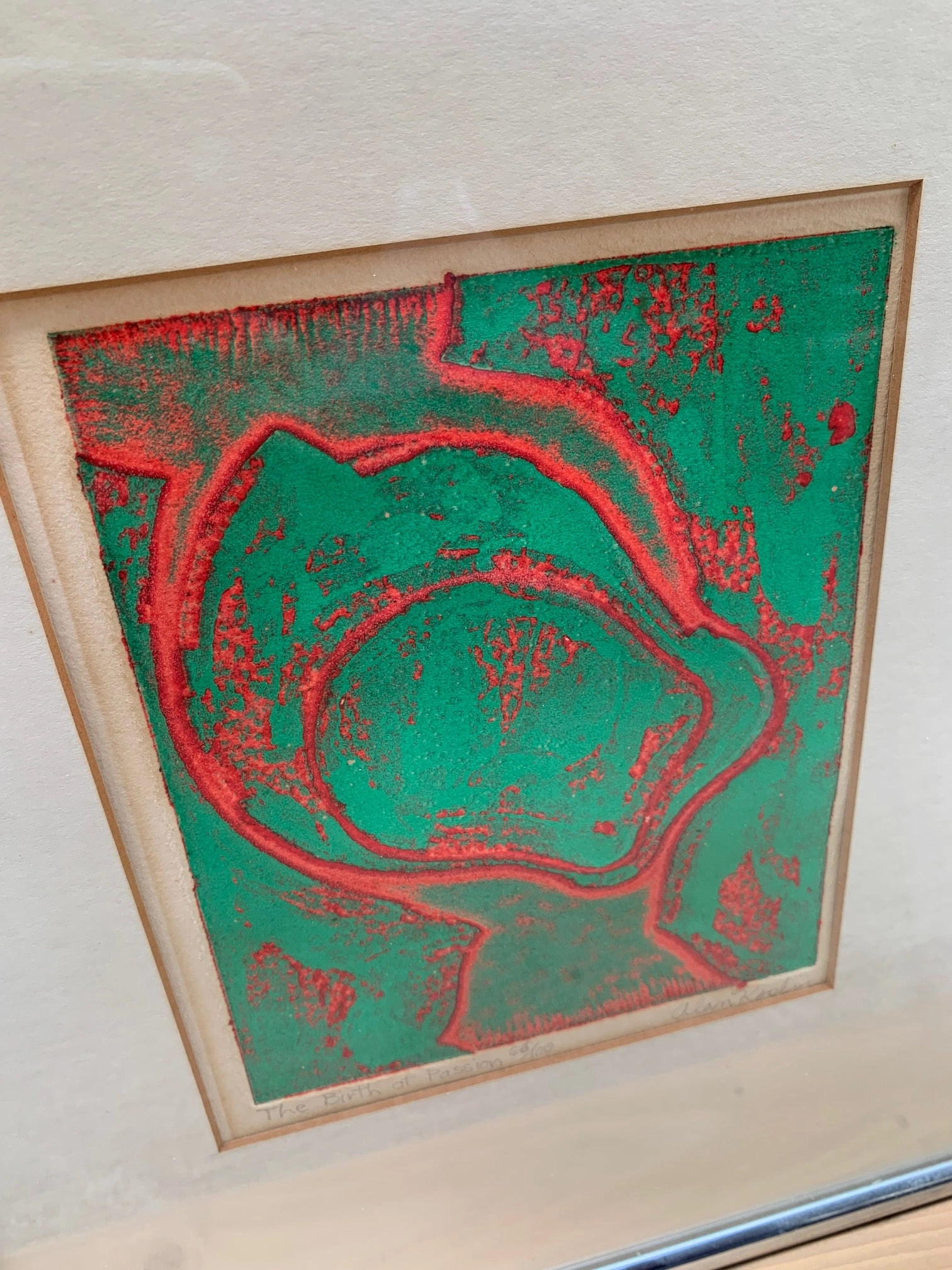 ABSTRACT LITHO PAINTING 'AMERICAN POSTWAR' BY ALAN KOSLIN 1942