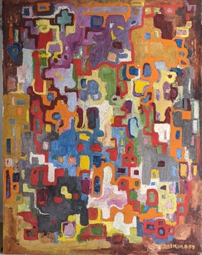 ABSTRACT OIL PAINTING BY KURT MUKULA #1 classic mural painting