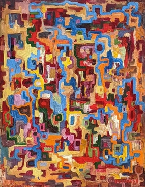 ABSTRACT OIL PAINTING BY KURT MUKULA #2 classic mural painting