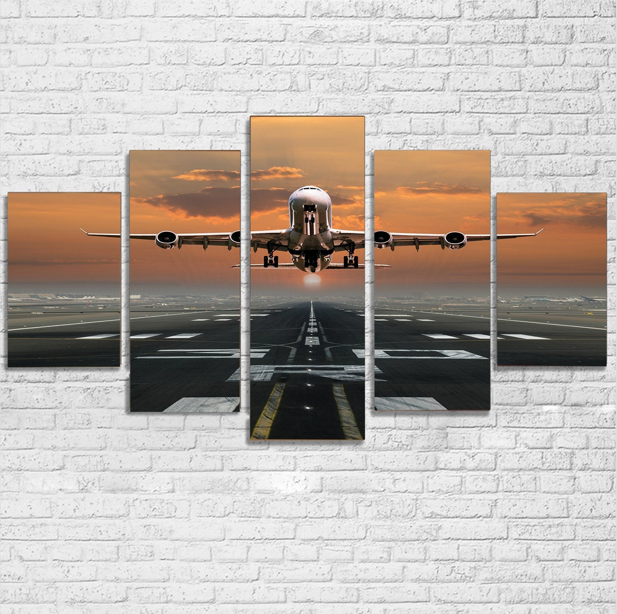 Aircraft Departing from RW30 Printed Multiple Canvas Poster canvas mural art