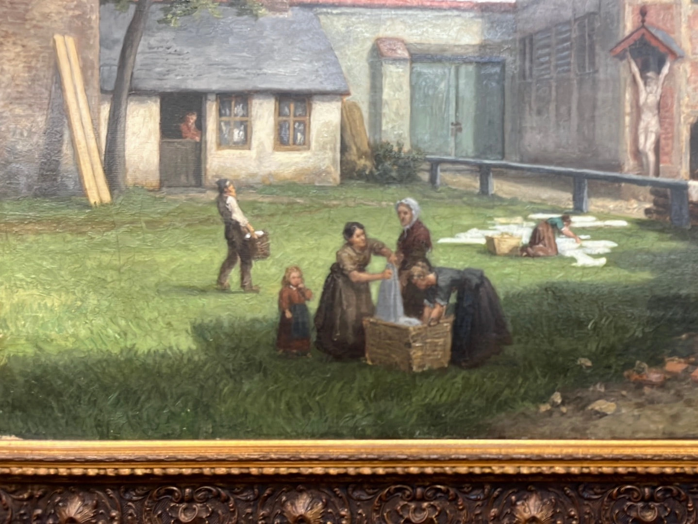ALBERT DE KEYSER 1827-1896 BELGIAN OIL PAINTING ON CANVAS OF EUROPEAN COURTYARD