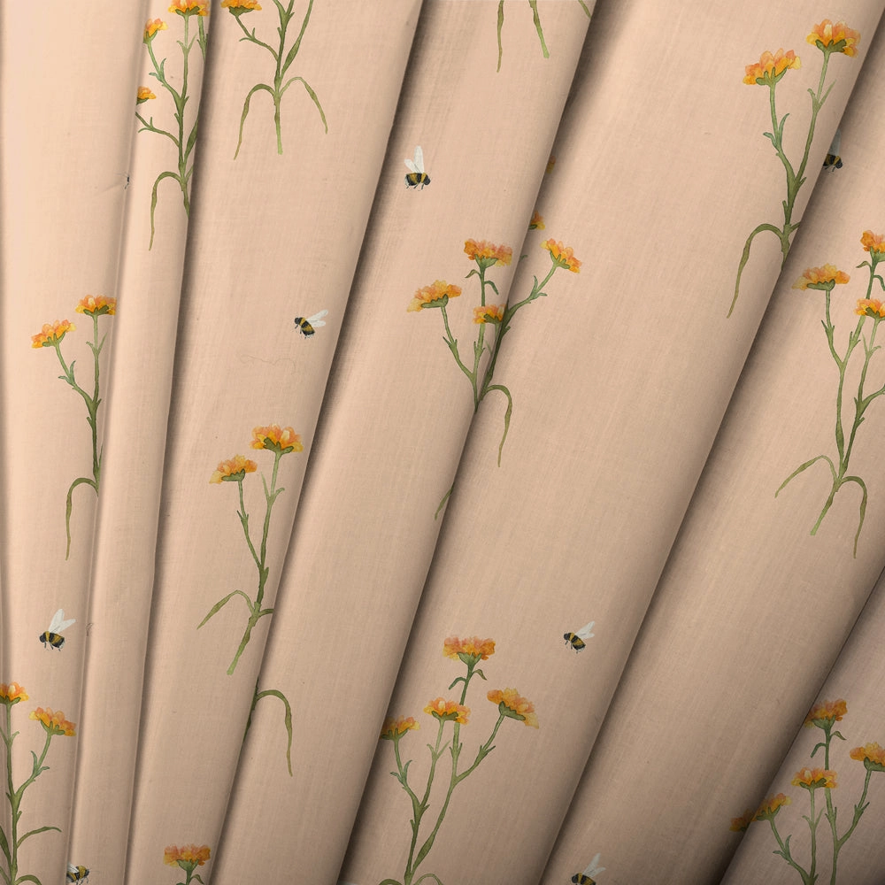 Allimore Printed Cotton Fabric (By The Metre) Apricot
