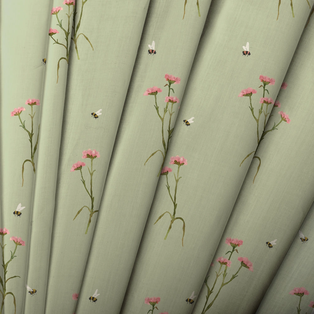 Allimore Printed Cotton Fabric (By The Metre) Sage