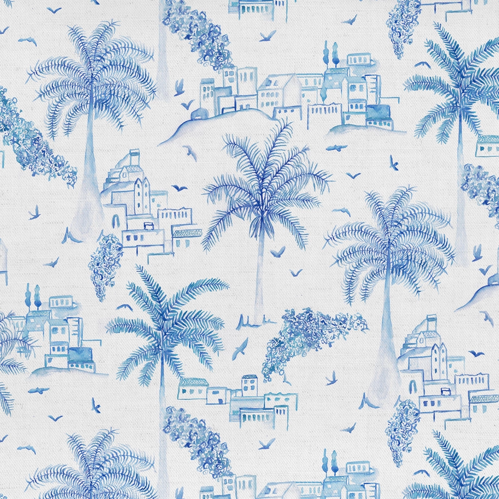 Altea Printed Cotton Fabric (By The Metre) Cobalt elegant table cloth  