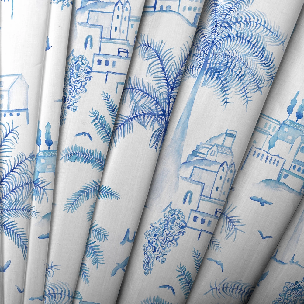 Altea Printed Cotton Fabric (By The Metre) Cobalt