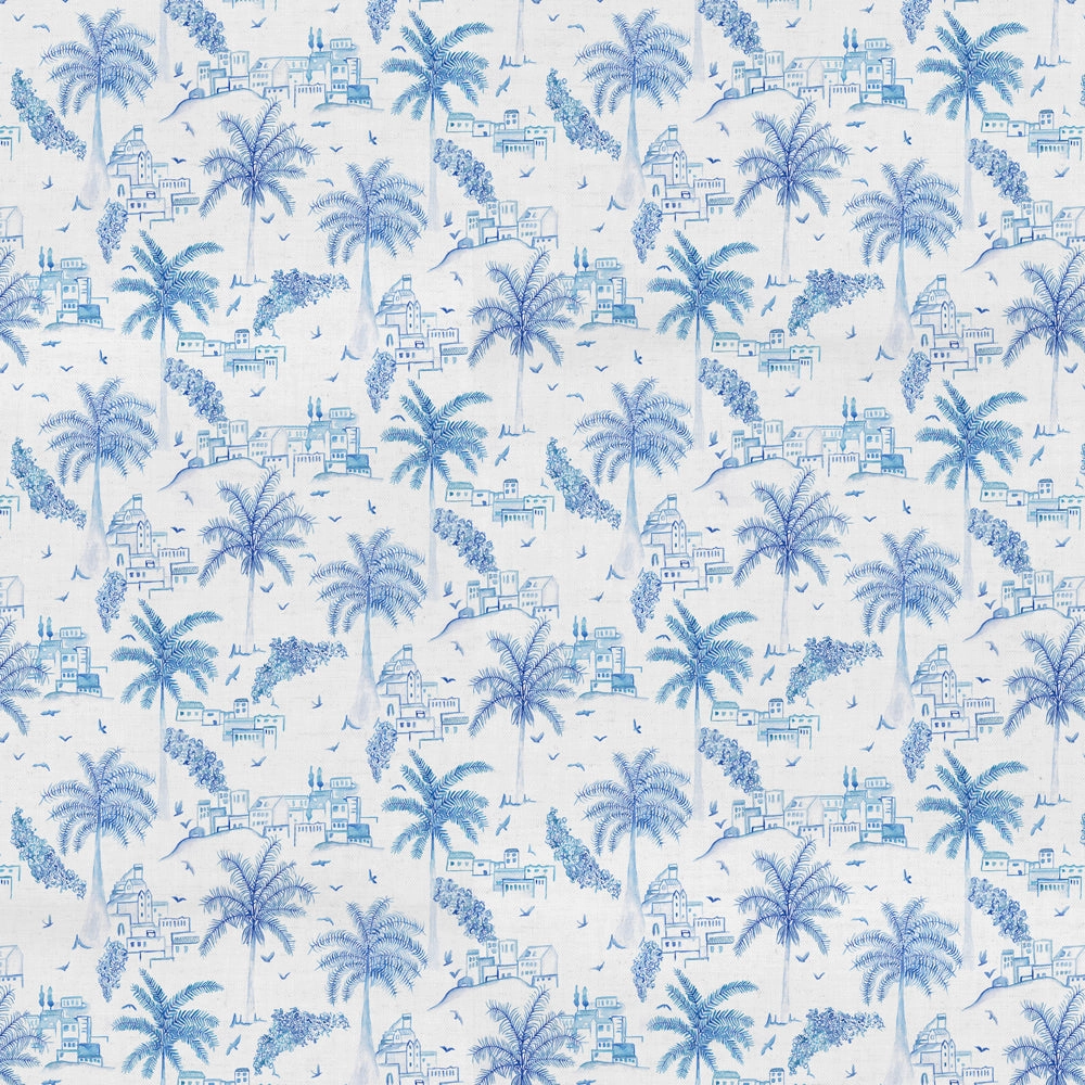 Altea Printed Cotton Fabric (By The Metre) Cobalt