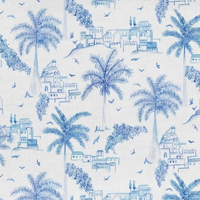 Altea Printed Cotton Fabric (By The Metre) Cobalt elegant table cloth  