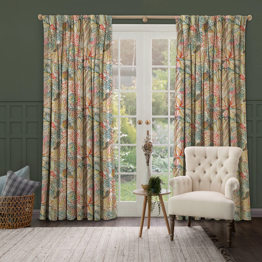 Althorp Printed Made to Measure Curtains Cinnamon/Linen