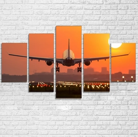 Amazing Airbus A330 Landing at Sunset Multiple Canvas Poster canvas mural art