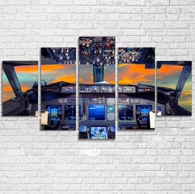 Amazing Boeing 737 Cockpit Printed Multiple Canvas Poster canvas mural art