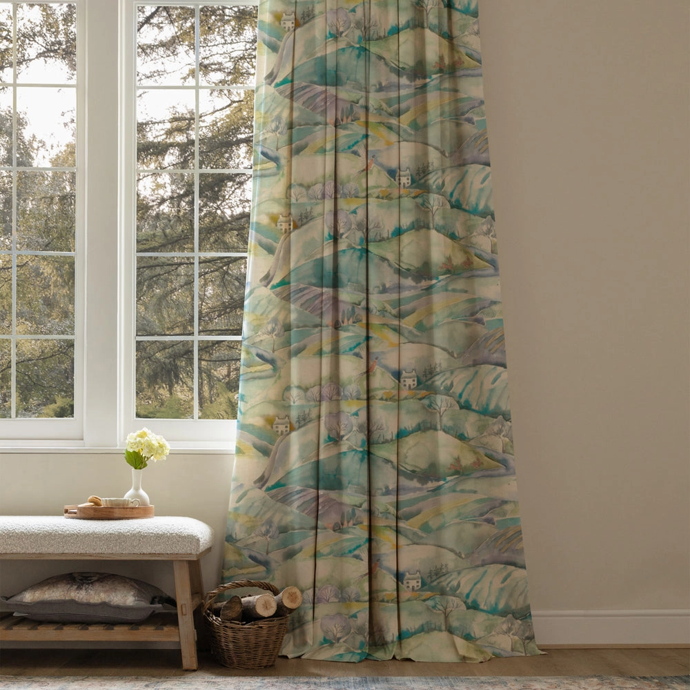 Ambleside Printed Cotton Fabric (By The Metre) Teal