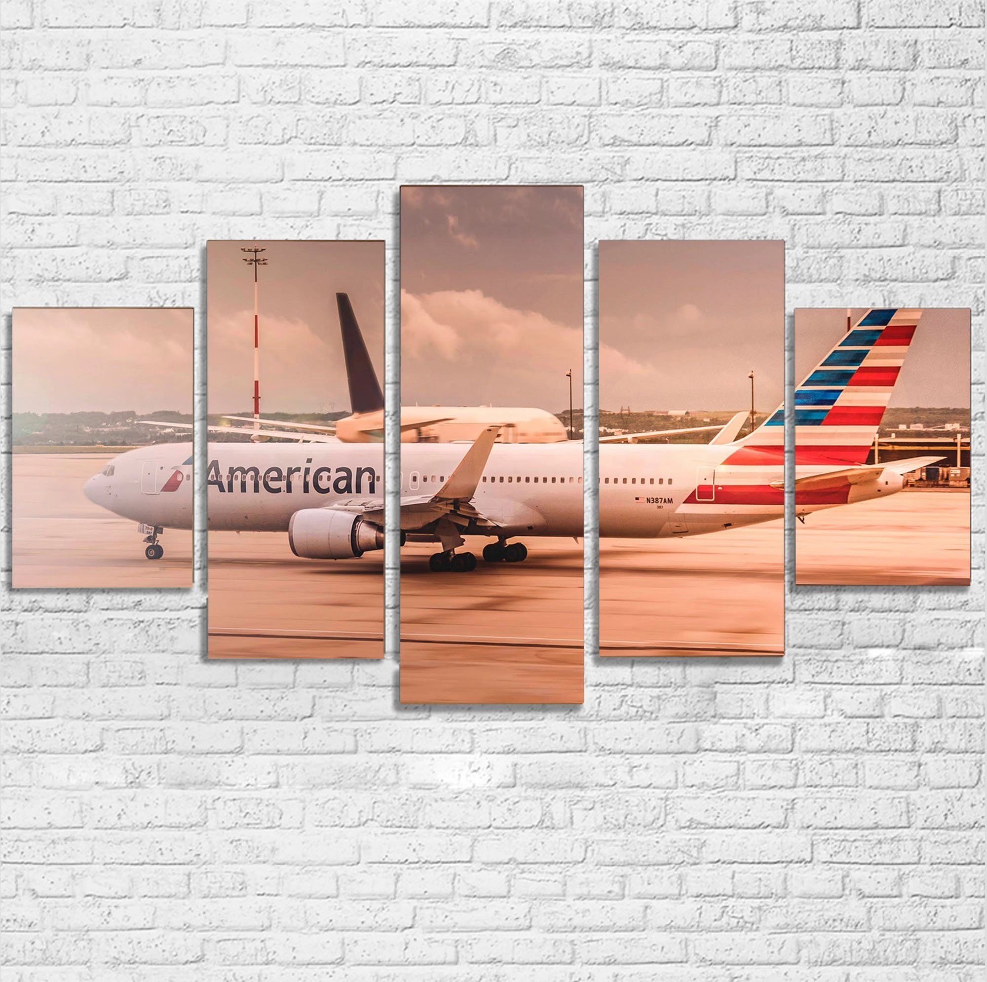 American Airlines Boeing 767 Printed Multiple Canvas Poster canvas mural art