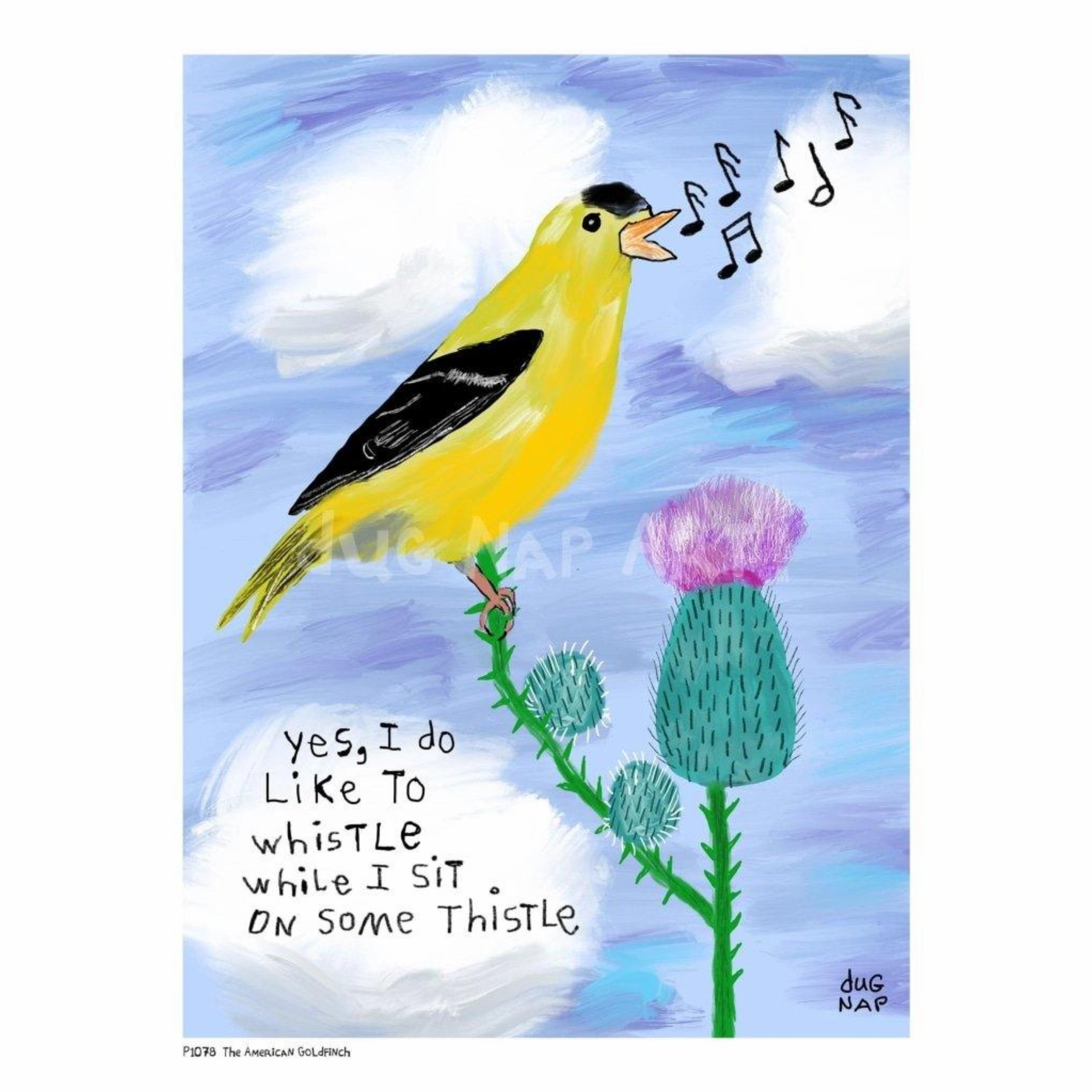 American Goldfinch Art Print (8.5"x11") framed wall decor