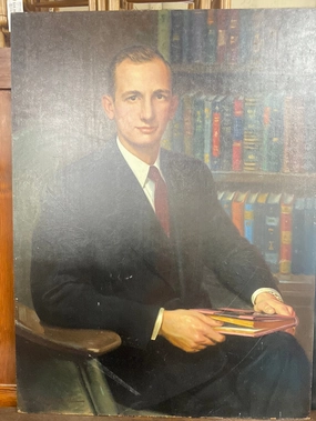 AMERICAN PORTAIT OIL PAINTING OF BANKER UNFRAMED classic mural painting