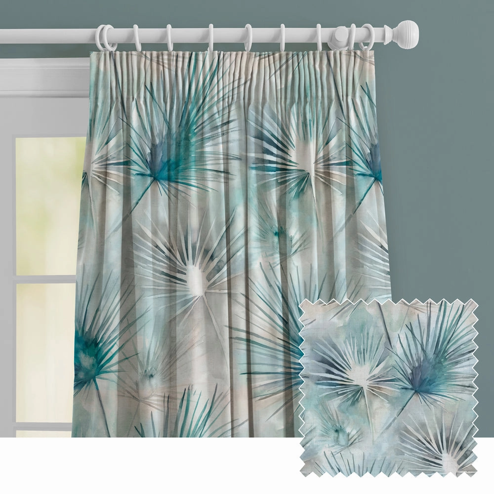 Amida Linen Printed Made to Measure Curtains Cobalt patterned fashion rug  