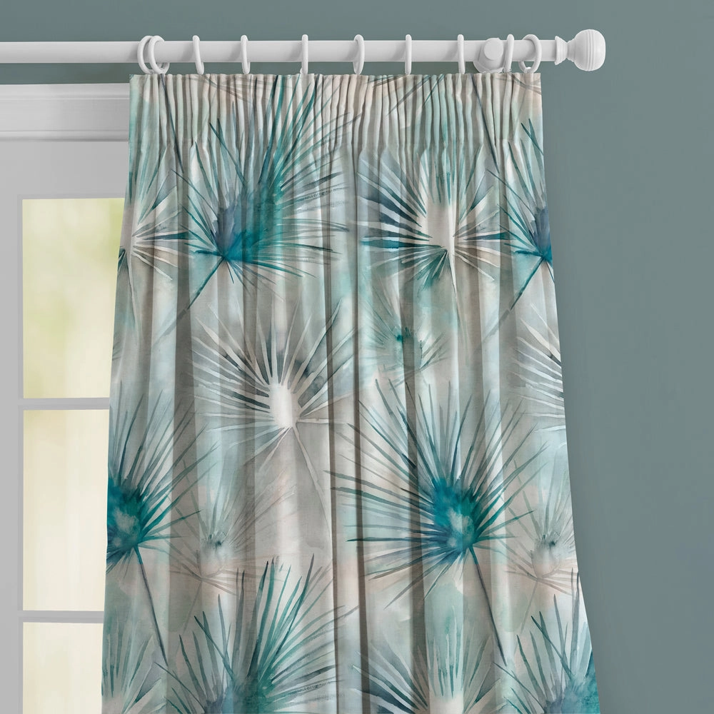 Amida Linen Printed Made to Measure Curtains Cobalt