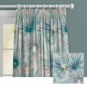 Amida Linen Printed Made to Measure Curtains Cobalt patterned fashion rug  