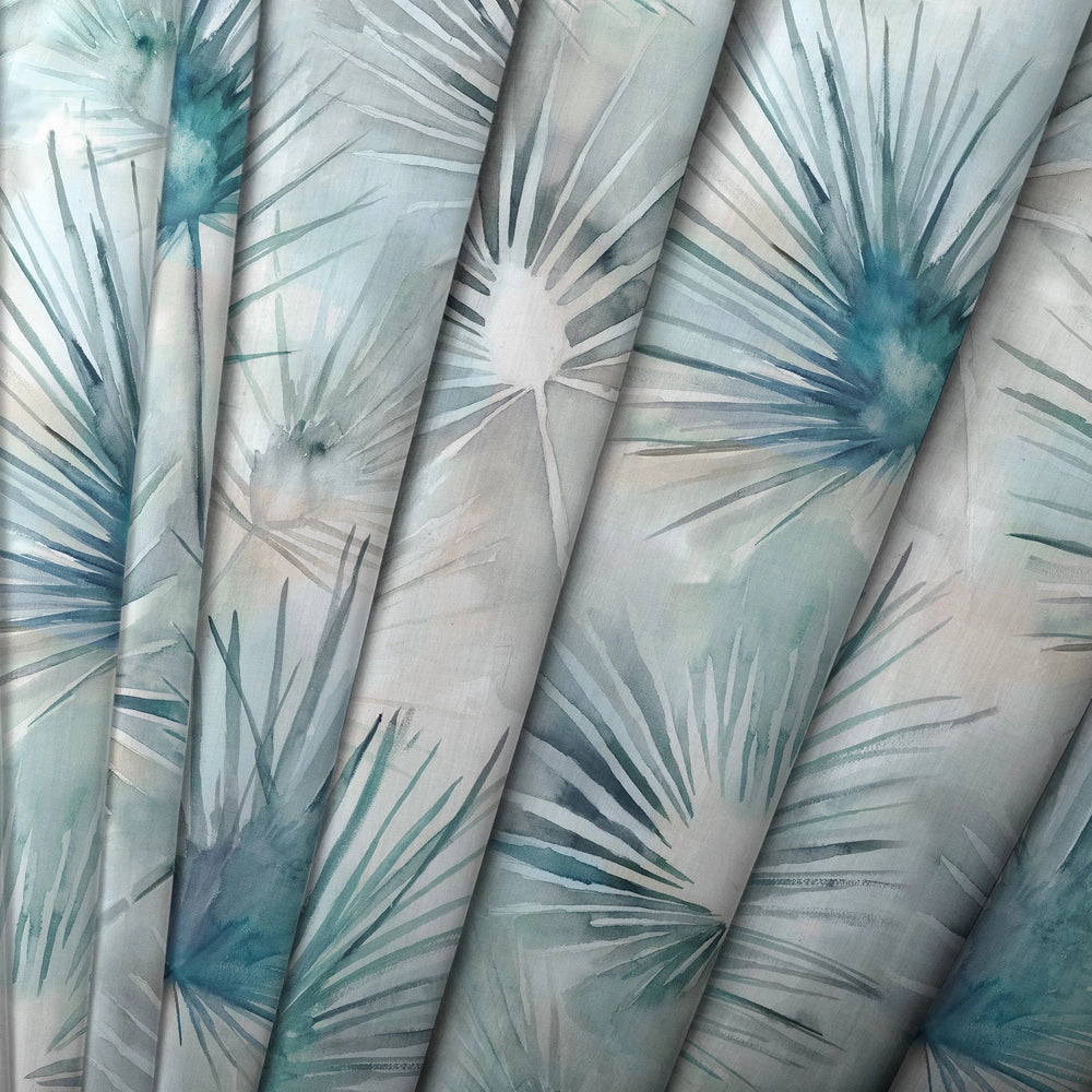 Amida Linen Printed Made to Measure Curtains Cobalt
