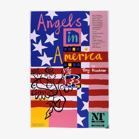 Angels in America 1992 Print vintage woodcut wallpaper