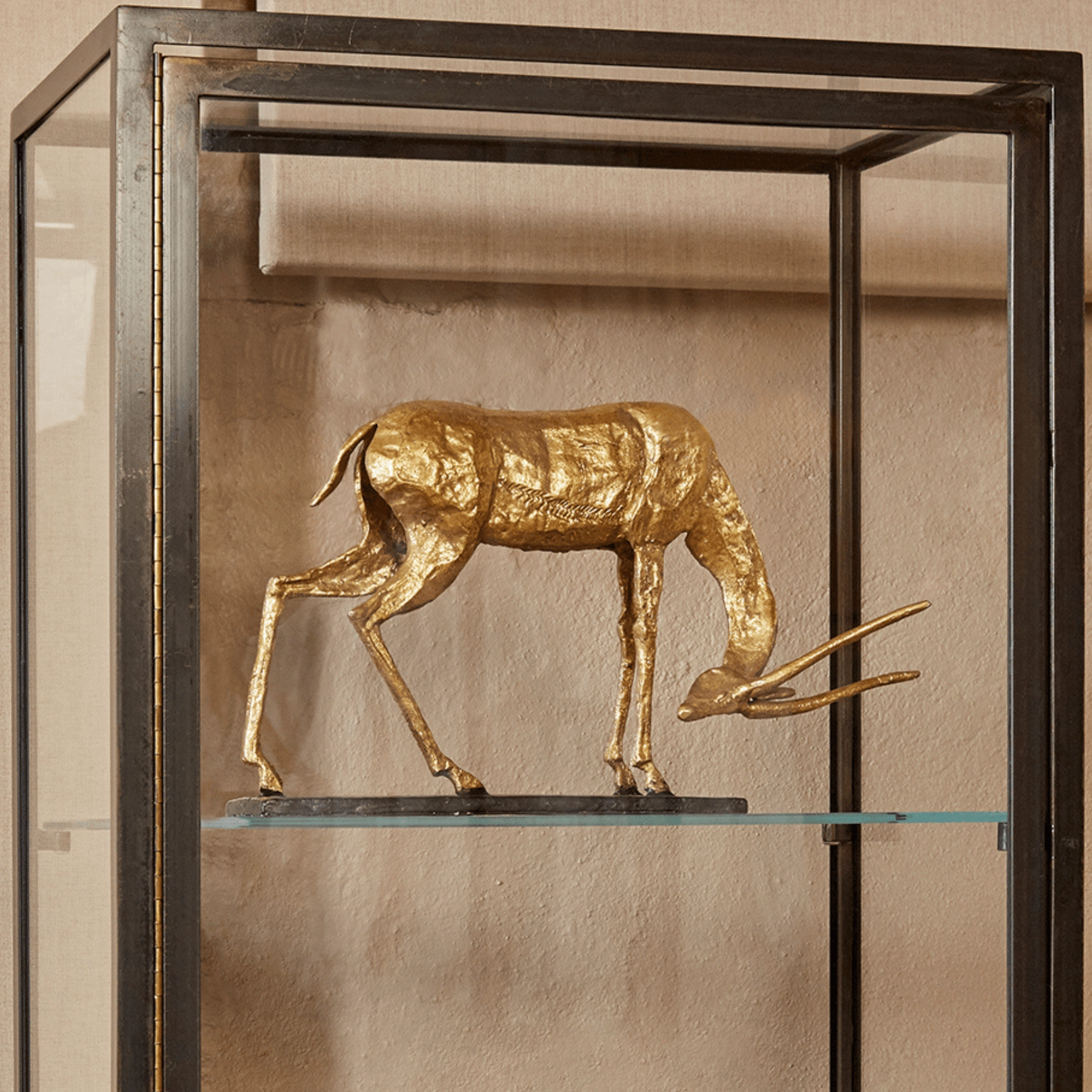 Antelope Straight Horn Statue in Gold Leaf