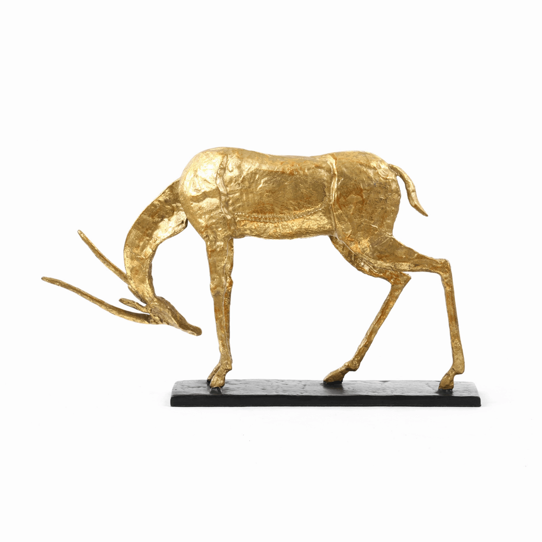 Antelope Straight Horn Statue in Gold Leaf