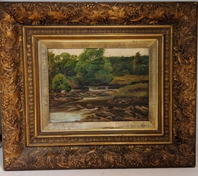 ANTIQUE OIL PAINTING IN ORNATE FRAME classic mural painting