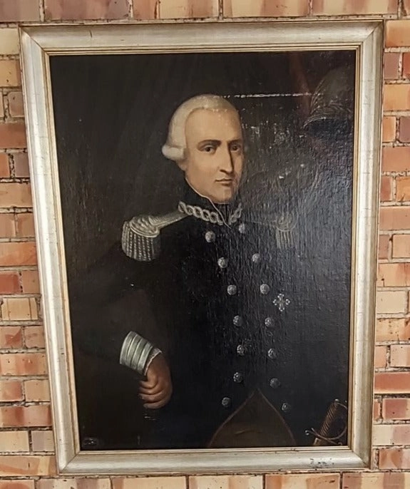 ANTIQUE OIL PAINTING OF ENGLISH NAVAL OFFICER classic mural painting