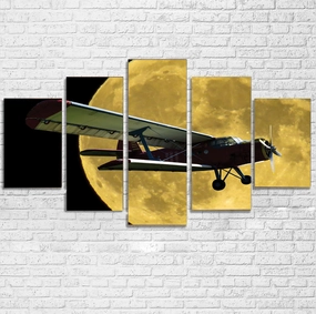 Antonov-2 With Moon Printed Multiple Canvas Poster canvas mural art