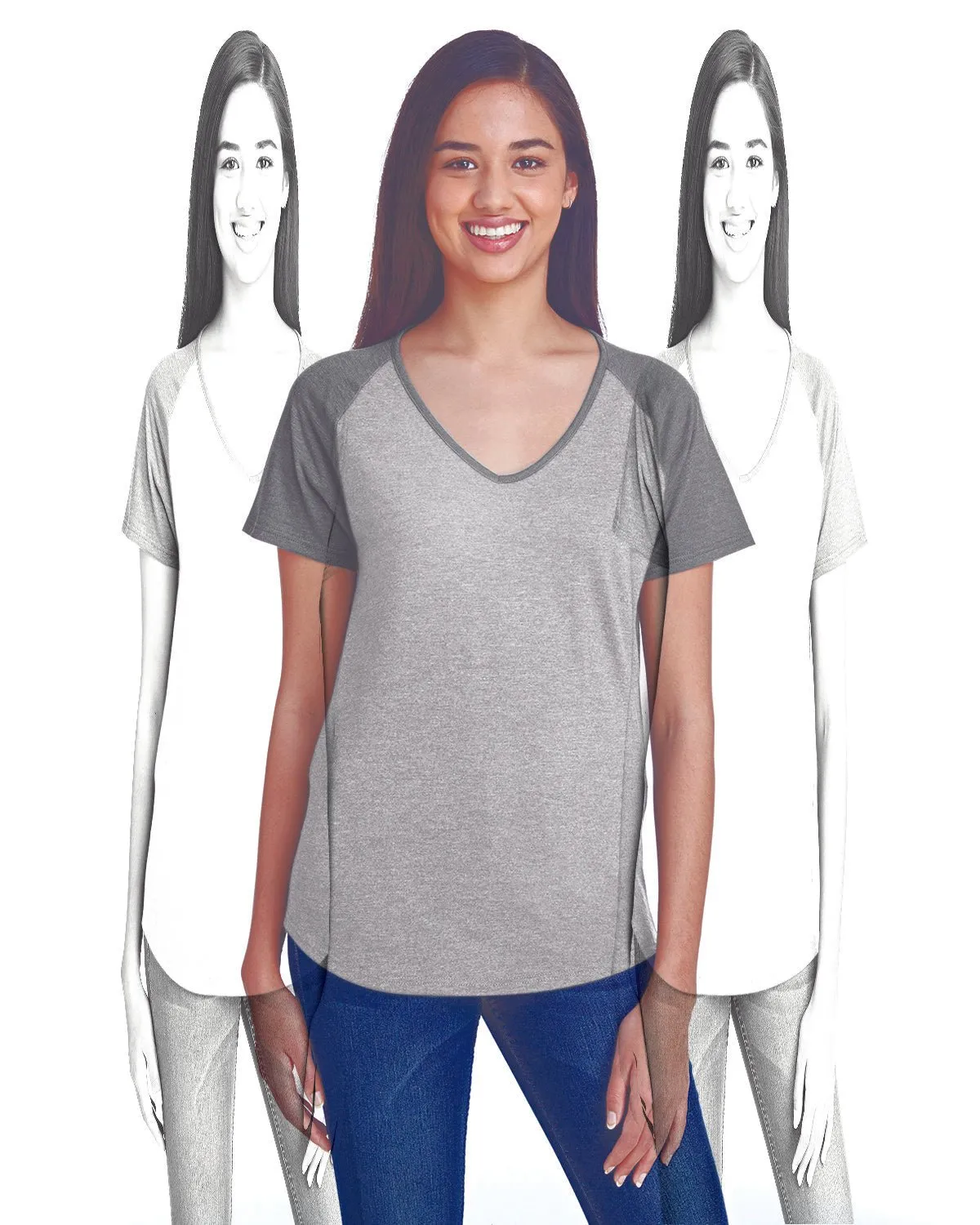 Anvil 6770VL Damen Tri-Blend Raglan T-Shirt