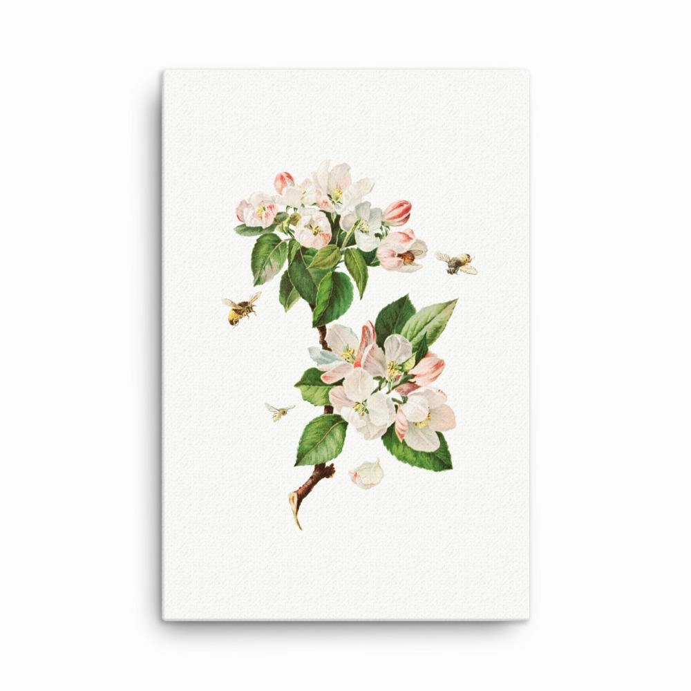 Apple Blossoms and Bees - canvas