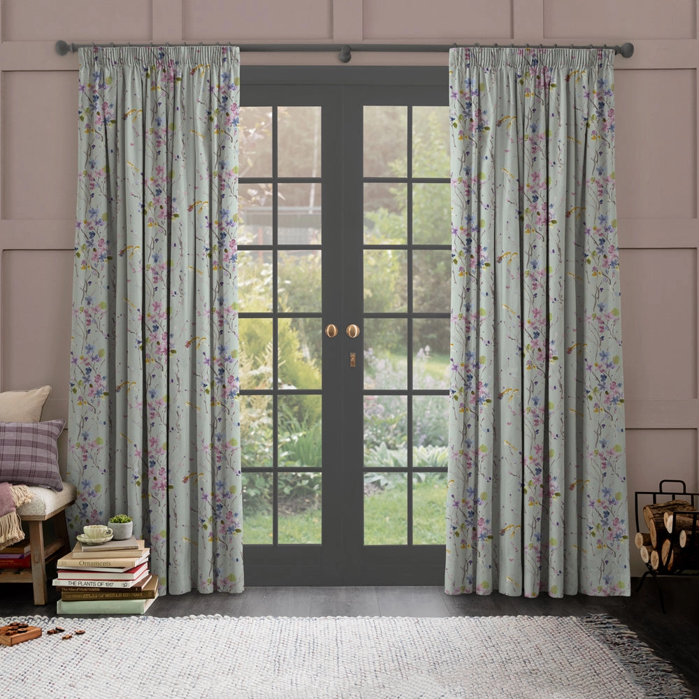 Armathwaite Linen Printed Made to Measure Curtains Duck Egg