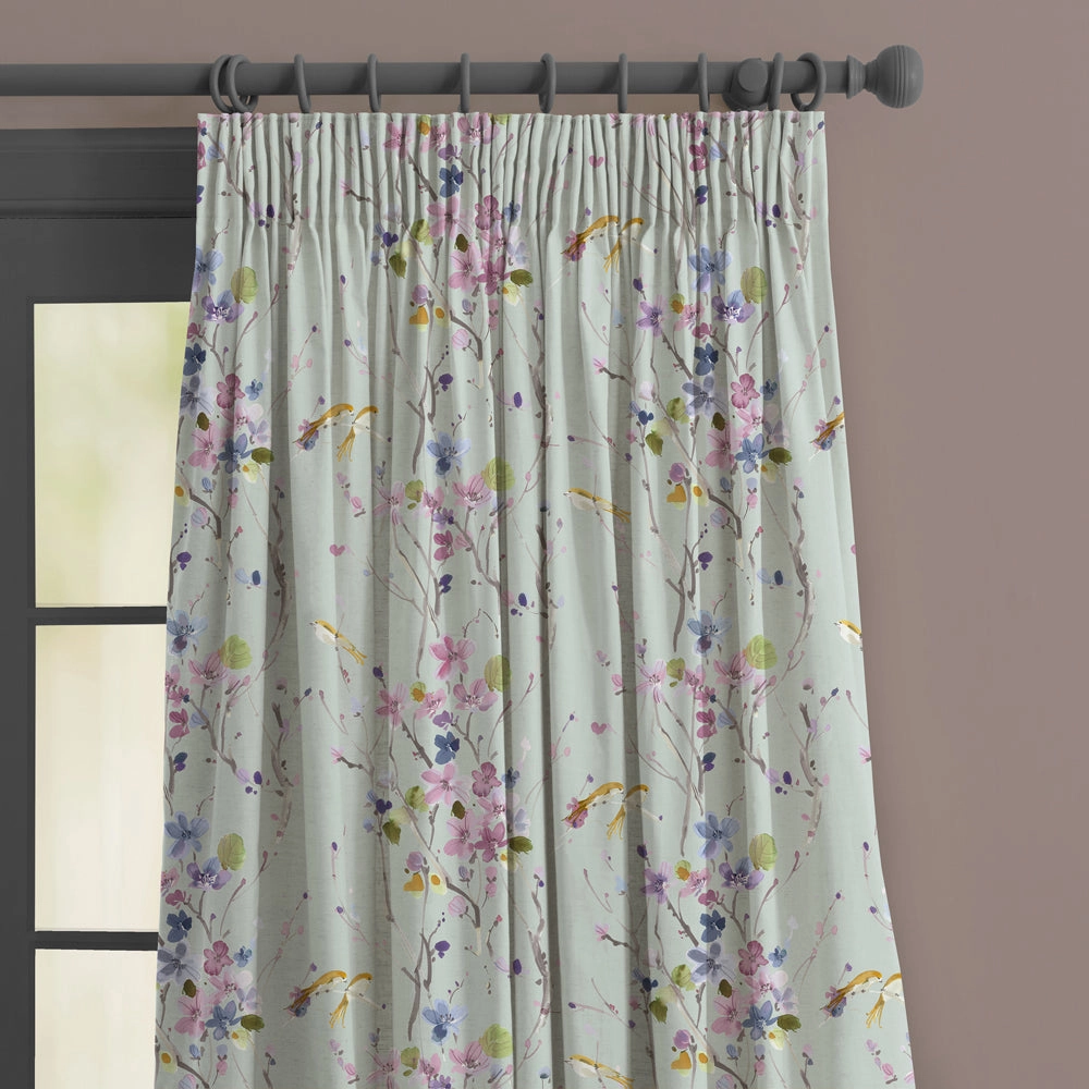 Armathwaite Linen Printed Made to Measure Curtains Duck Egg