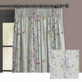 Armathwaite Linen Printed Made to Measure Curtains Duck Egg patterned fashion rug  