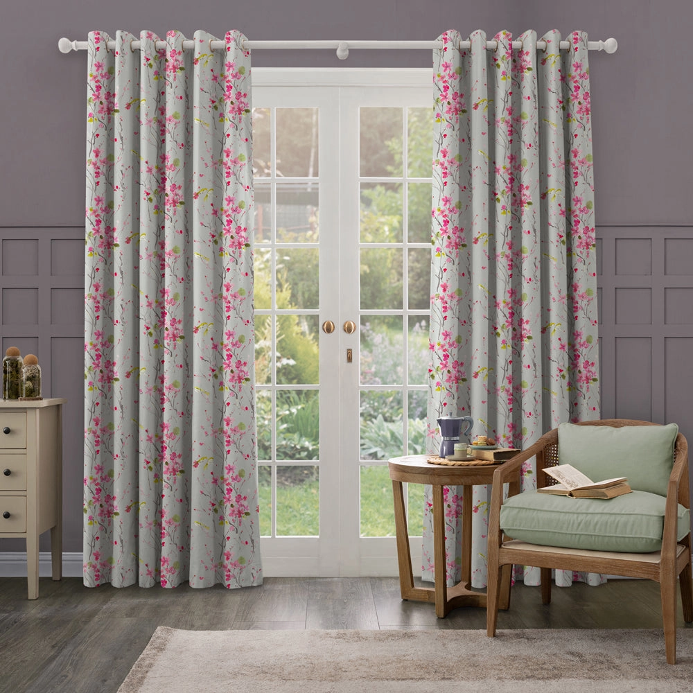Armathwaite Linen Printed Made to Measure Curtains Silver