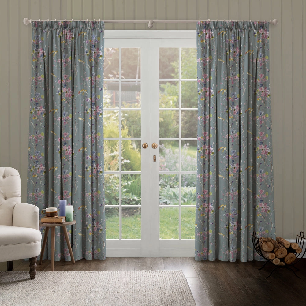 Armathwaite Linen Printed Made to Measure Curtains Slate