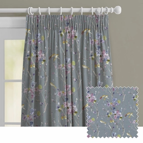 Armathwaite Linen Printed Made to Measure Curtains Slate patterned fashion rug  