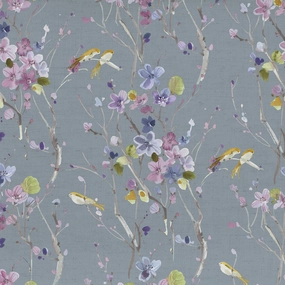 Armathwaite Printed Cotton Fabric (By The Metre) Violet/Slate elegant table cloth  