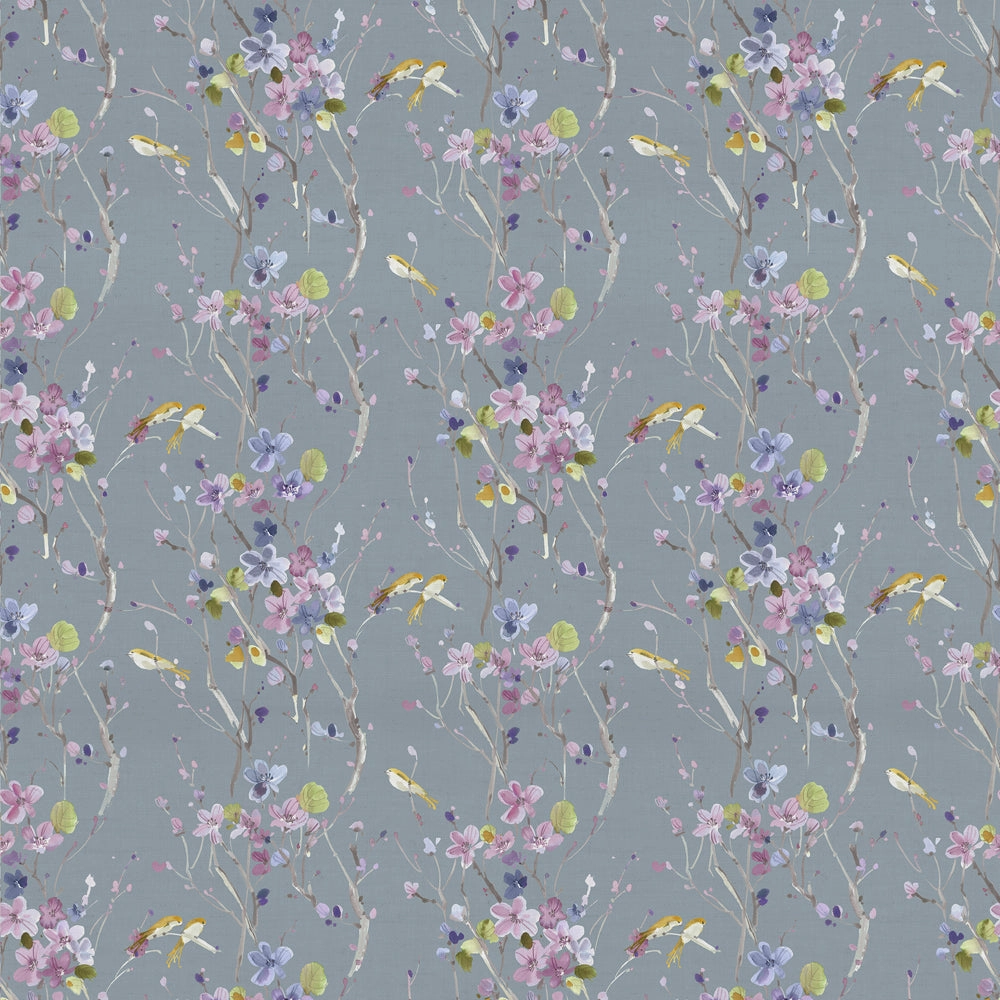Armathwaite Printed Cotton Fabric (By The Metre) Violet/Slate