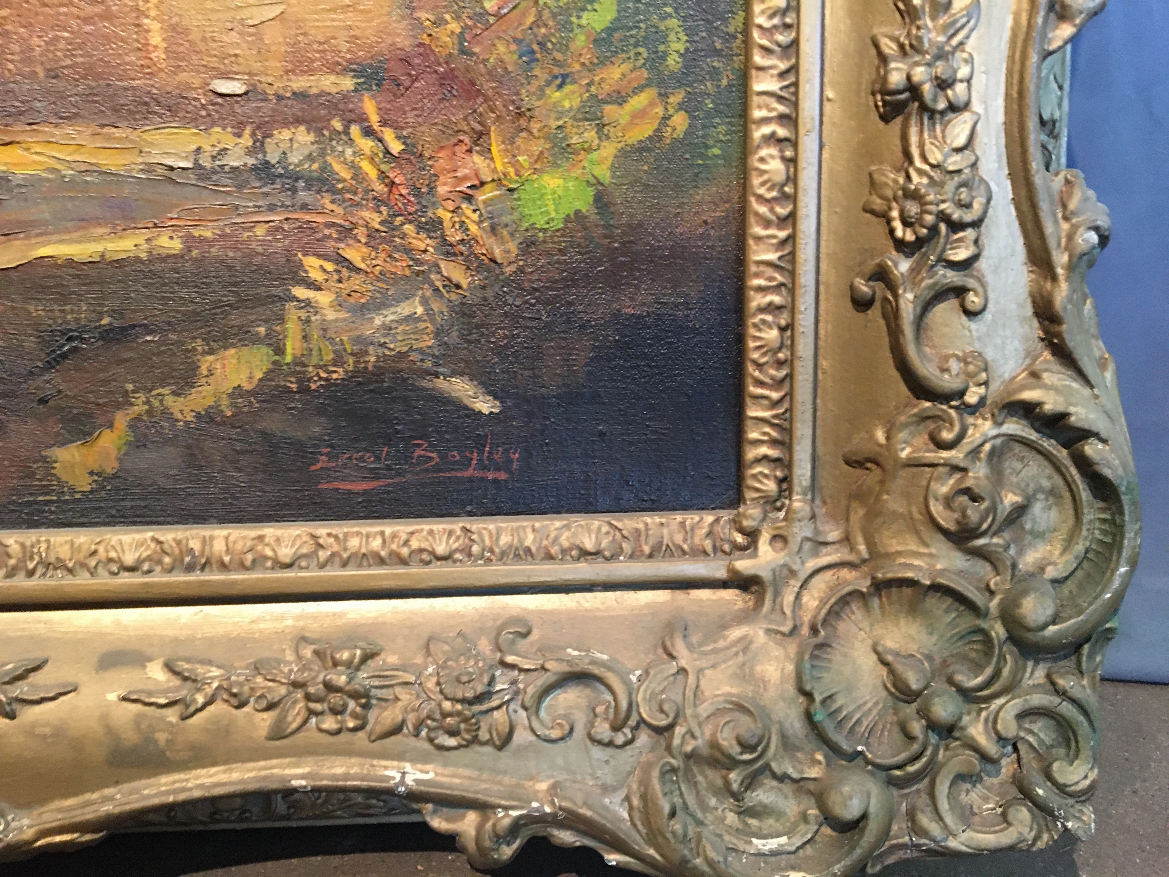 ARTIST SIGNED OIL ON CANVAS PAINTING OF AN OLD FARMHOUSE BY ERROL S. BOYLEX