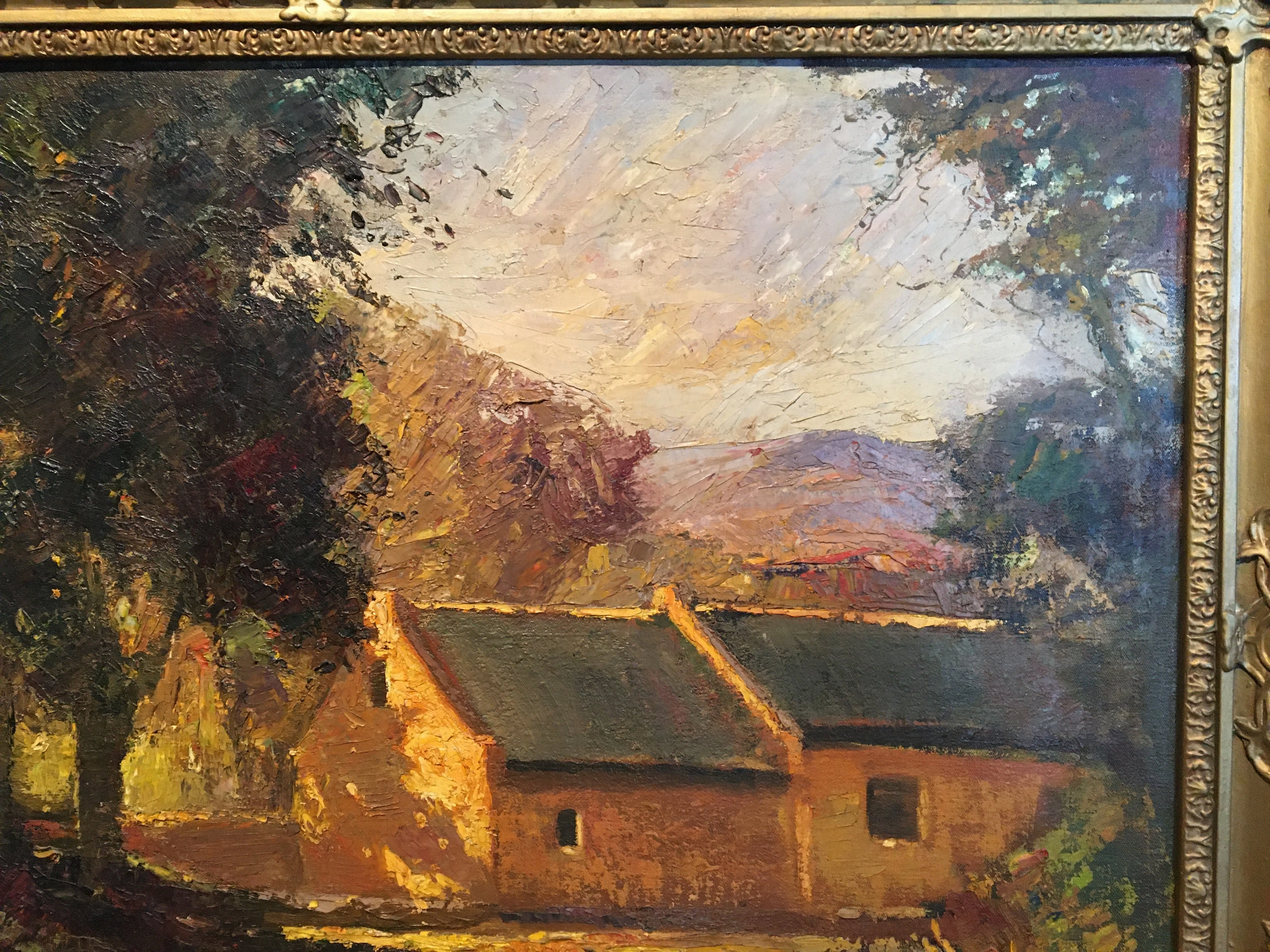ARTIST SIGNED OIL ON CANVAS PAINTING OF AN OLD FARMHOUSE BY ERROL S. BOYLEX