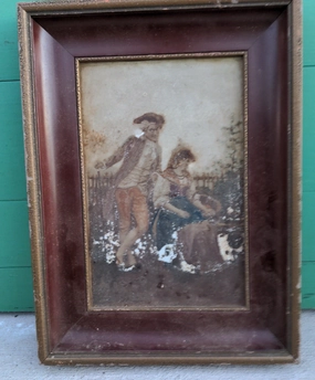AS FOUND SMALL CLASSICAL PAINTING IN NICE FRAME classic mural painting