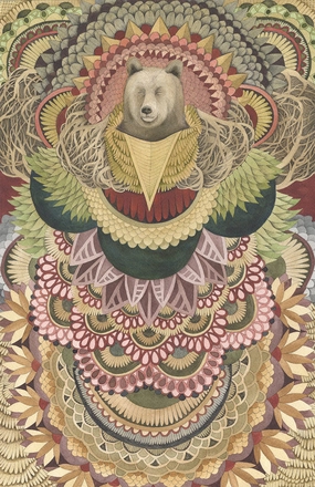 Asleep in the Quilted Forest: The Bear - Art Print framed wall decor